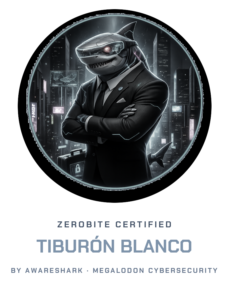 Badge ZeroBite nivel Tiburón Blanco